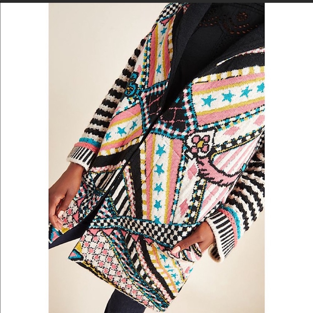 ❌SOLD❌Anthro | Josefana Jacquard Sweater Coat  S - Picture 4 of 4